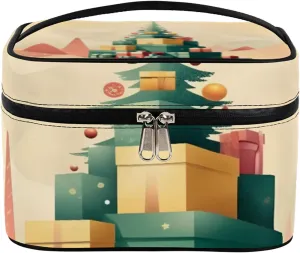 Star Christmas Makeup Bag Large Opening Cosmetic Bag Portable Makeup Case Organizer Toiletry Bags for Women Daily Traveling With Handle Grids Smooth Zipper Divider Makeup Pouch