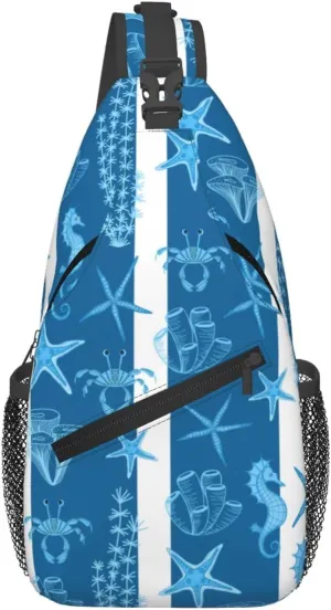 Starfish Crossbody Sling Backpack Sling Bag Adjustable Chest Shoulder Daypack For Women Men