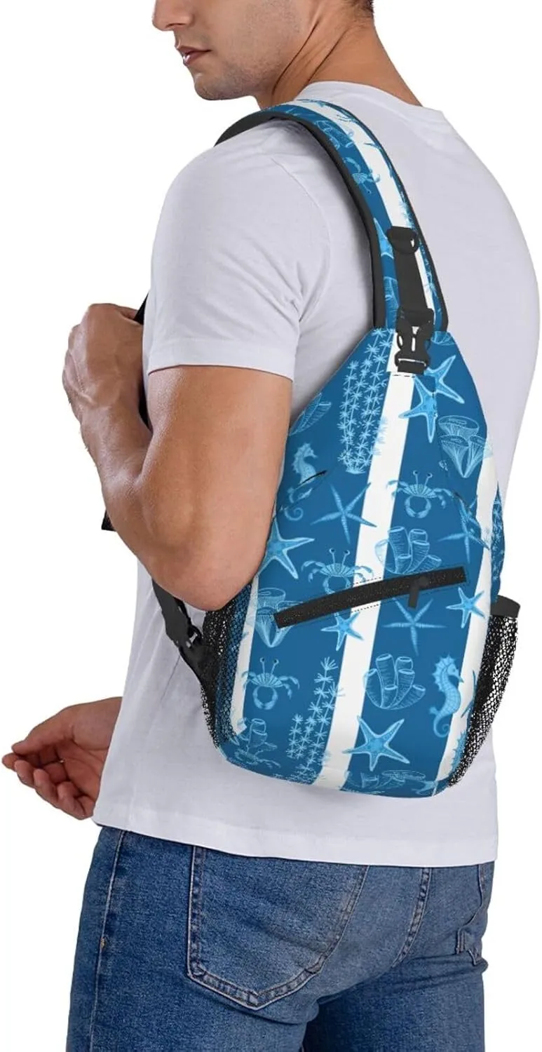 Starfish Crossbody Sling Backpack Sling Bag Adjustable Chest Shoulder Daypack For Women Men