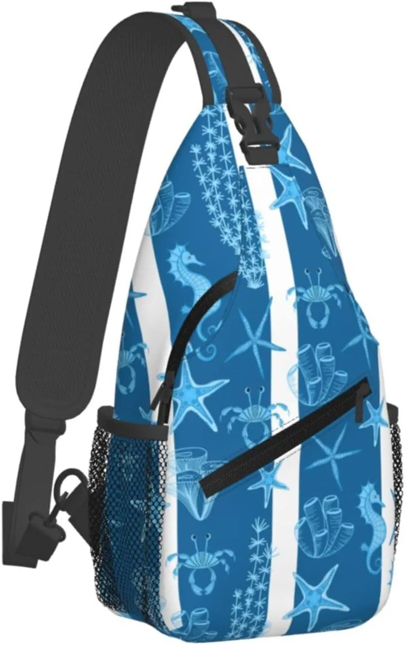 Starfish Crossbody Sling Backpack Sling Bag Adjustable Chest Shoulder Daypack For Women Men