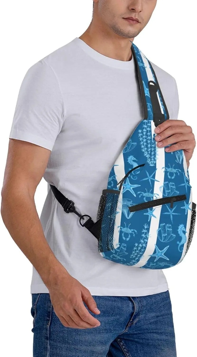 Starfish Crossbody Sling Backpack Sling Bag Adjustable Chest Shoulder Daypack For Women Men