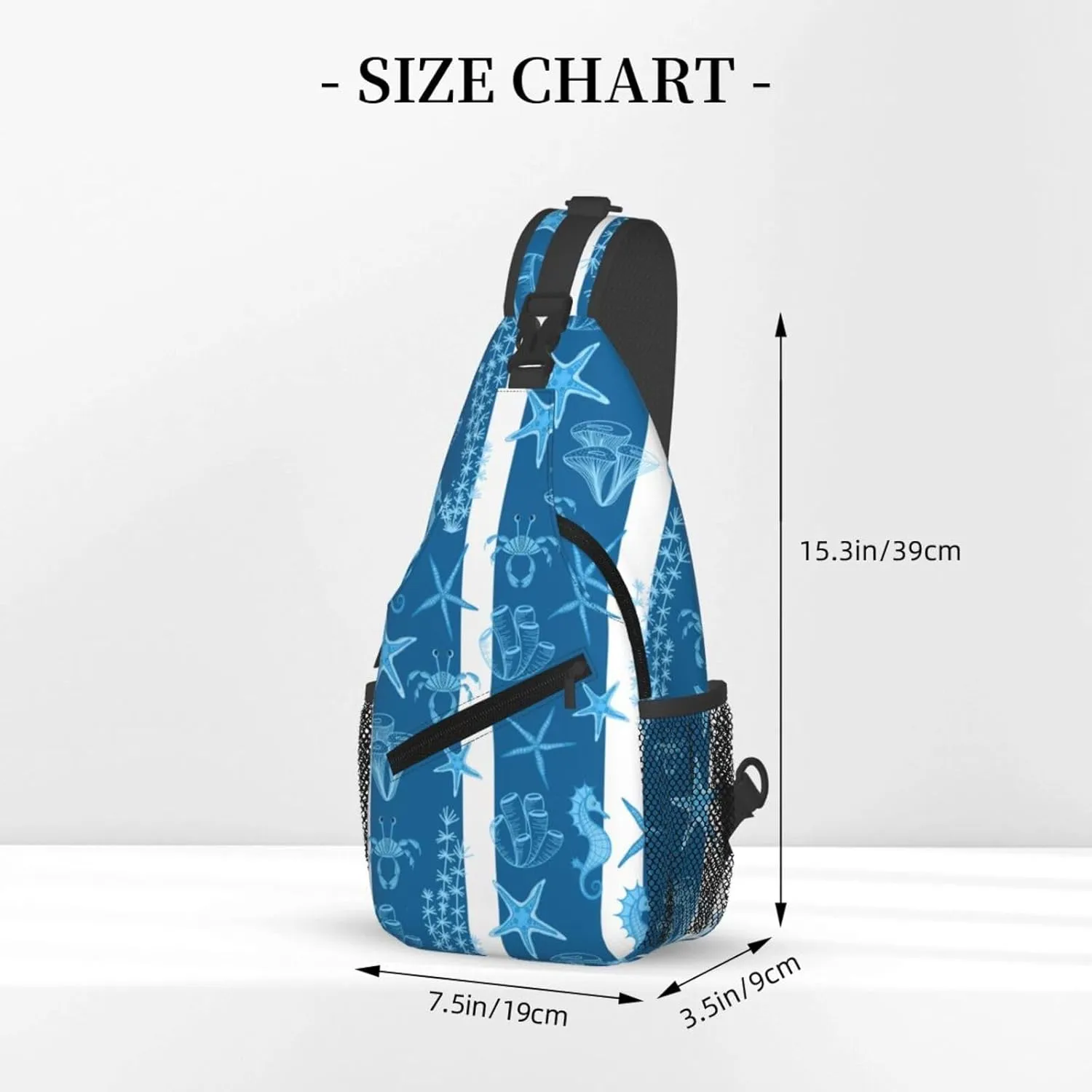 Starfish Crossbody Sling Backpack Sling Bag Adjustable Chest Shoulder Daypack For Women Men