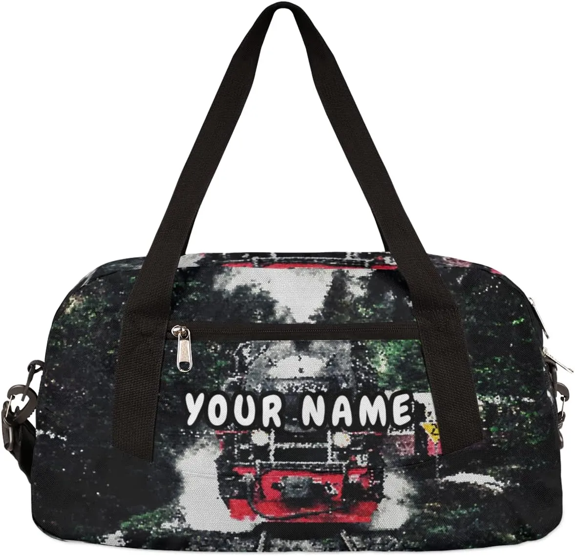 Steam Train Print Personalized Kids Duffel Bag for Girls Boys, Train Customized Name Dance Bag Overnight Small Duffel Bag Carry On Weekend Sports Gym Travel Bag for School Practice Gymnastics Ballet