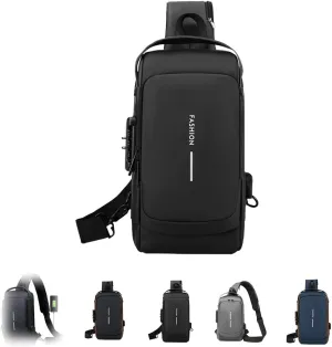 Streamline Anti-Theft Sling Bag - USB Charging Sport Crossbody Pack, Weather-Resistant Shoulder Bag for Daily Commute (black)