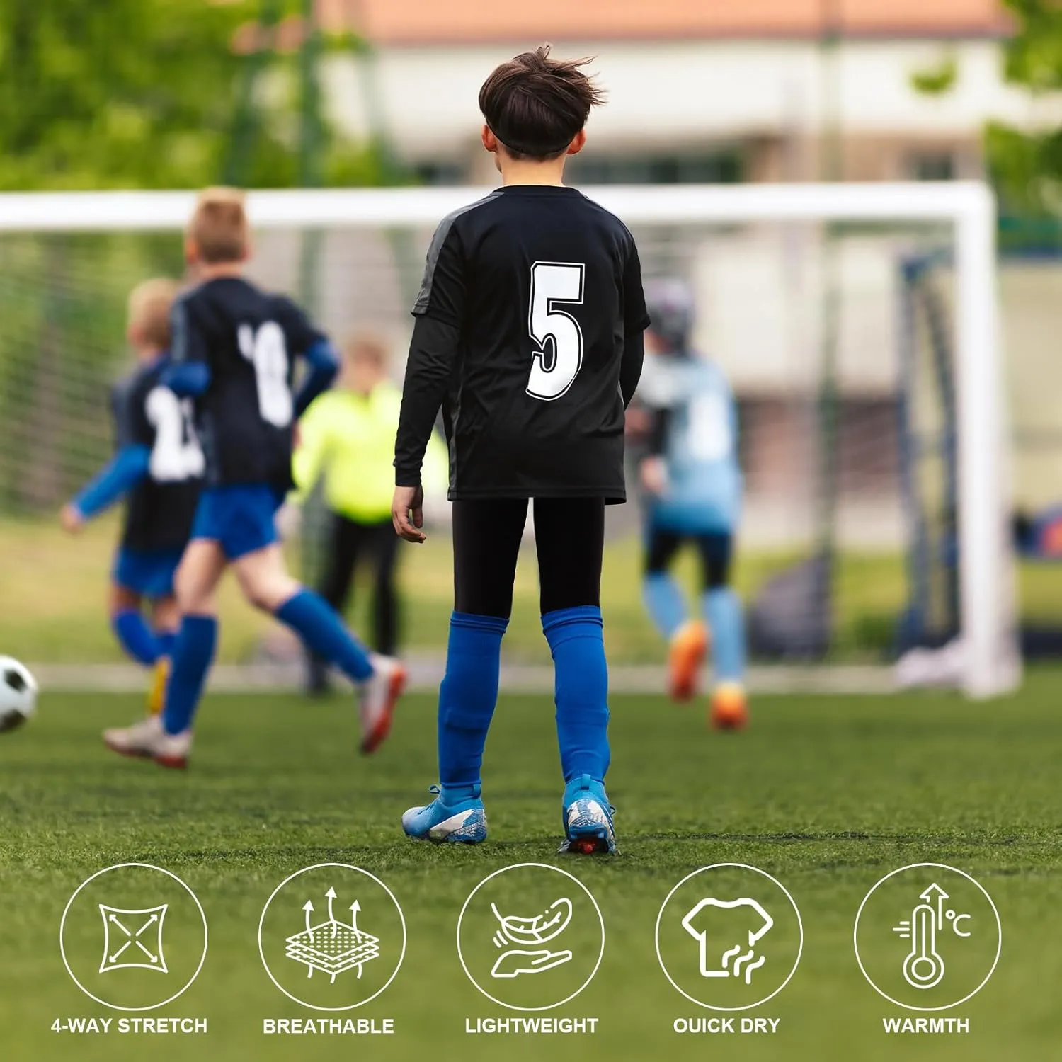 Suhine 3 Pcs 5-14Y Youth Boys Thermal Compression Shirts Fleece Athletic Baselayer Long Sleeve Soccer Baseball Undershirt