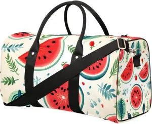 Summer Fruit Watermelon Travel Duffel Bag for Women Men Waterproof Foldable Overnight Weekender Bag Large Capacity Sports Gym Bag