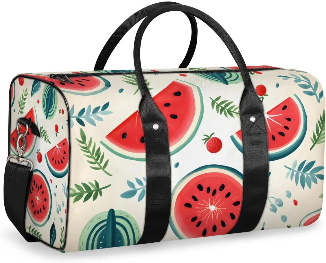 Summer Fruit Watermelon Travel Duffel Bag for Women Men Waterproof Foldable Overnight Weekender Bag Large Capacity Sports Gym Bag