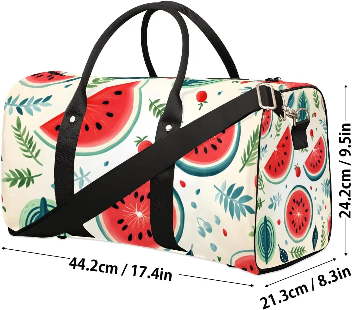 Summer Fruit Watermelon Travel Duffel Bag for Women Men Waterproof Foldable Overnight Weekender Bag Large Capacity Sports Gym Bag