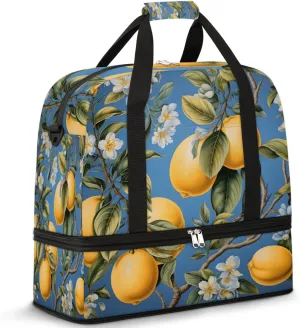 Summer Lemon Fruits Tree Foldable Travel Duffel Bag Overnight Weekender Bag with Shoes Compartment Sports Gym Bag for Men Women