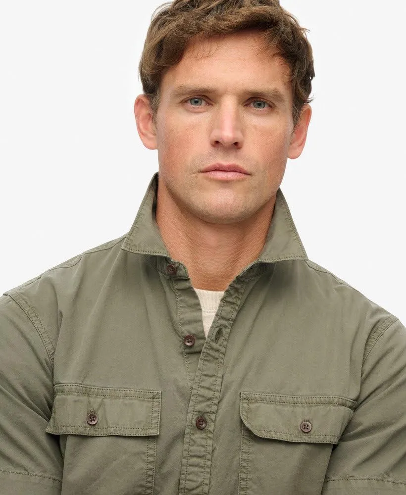Superdry Men's Military Short Sleeved Shirt, Tornado Green