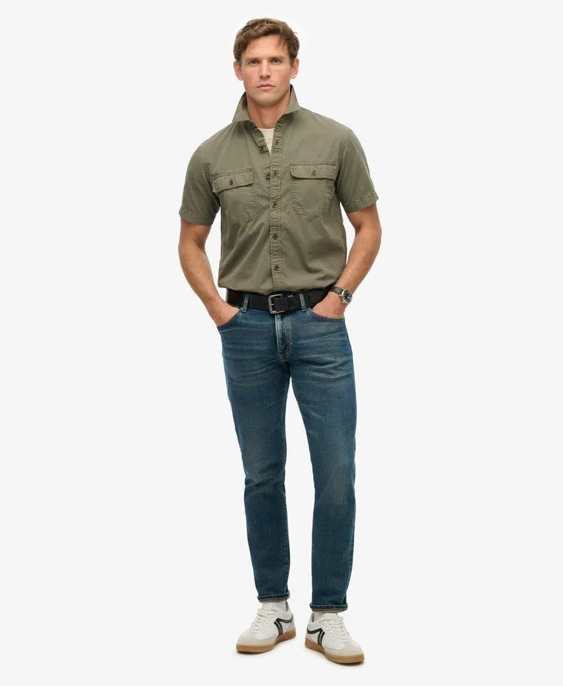 Superdry Men's Military Short Sleeved Shirt, Tornado Green