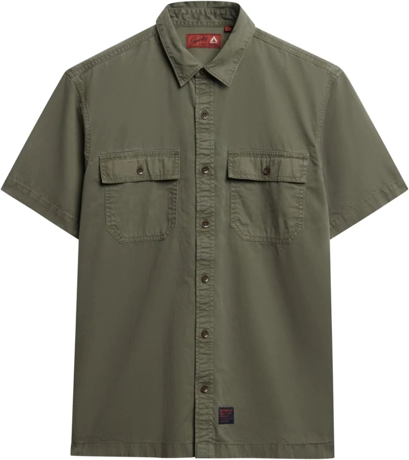 Superdry Men's Military Short Sleeved Shirt, Tornado Green