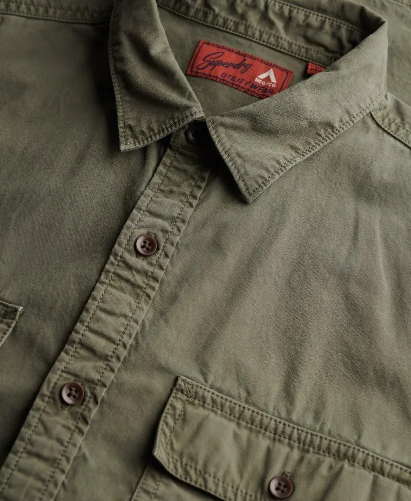 Superdry Men's Military Short Sleeved Shirt, Tornado Green