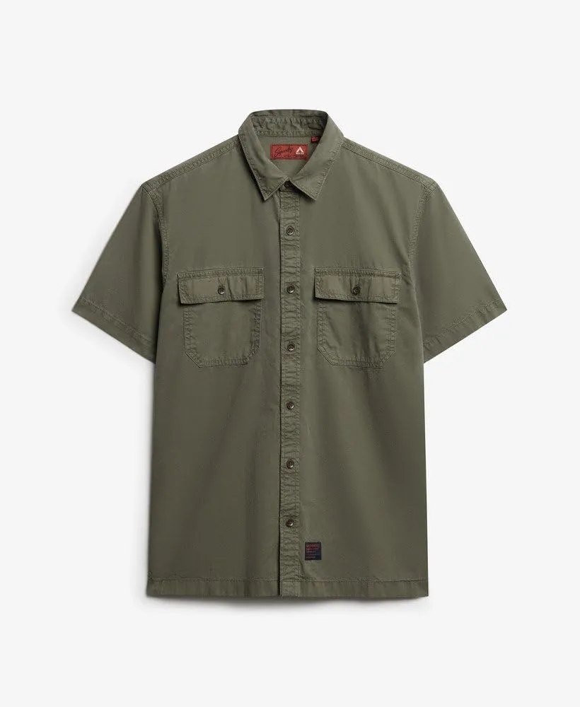 Superdry Men's Military Short Sleeved Shirt, Tornado Green