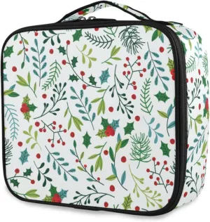 susiyo Blue and Green Spruce Branches Travel Makeup Bag Professional Cosmetic Bag Zipper Pouch Purse Storage Organizer Case for Women Ladies Girls