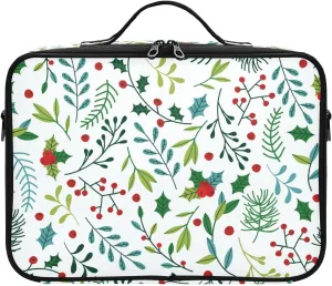 susiyo Professional Makeup Bag Large Capacity Portable Artist Storage Bag Multiple Adjustable Organizer Cosmetic Case for Travel Women Ladies Girls, Blue and Green Spruce Branches