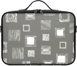 susiyo Professional Makeup Bag Large Capacity Portable Artist Storage Bag Multiple Adjustable Organizer Cosmetic Case for Travel Women Ladies Girls, Geometrical Squares Grey