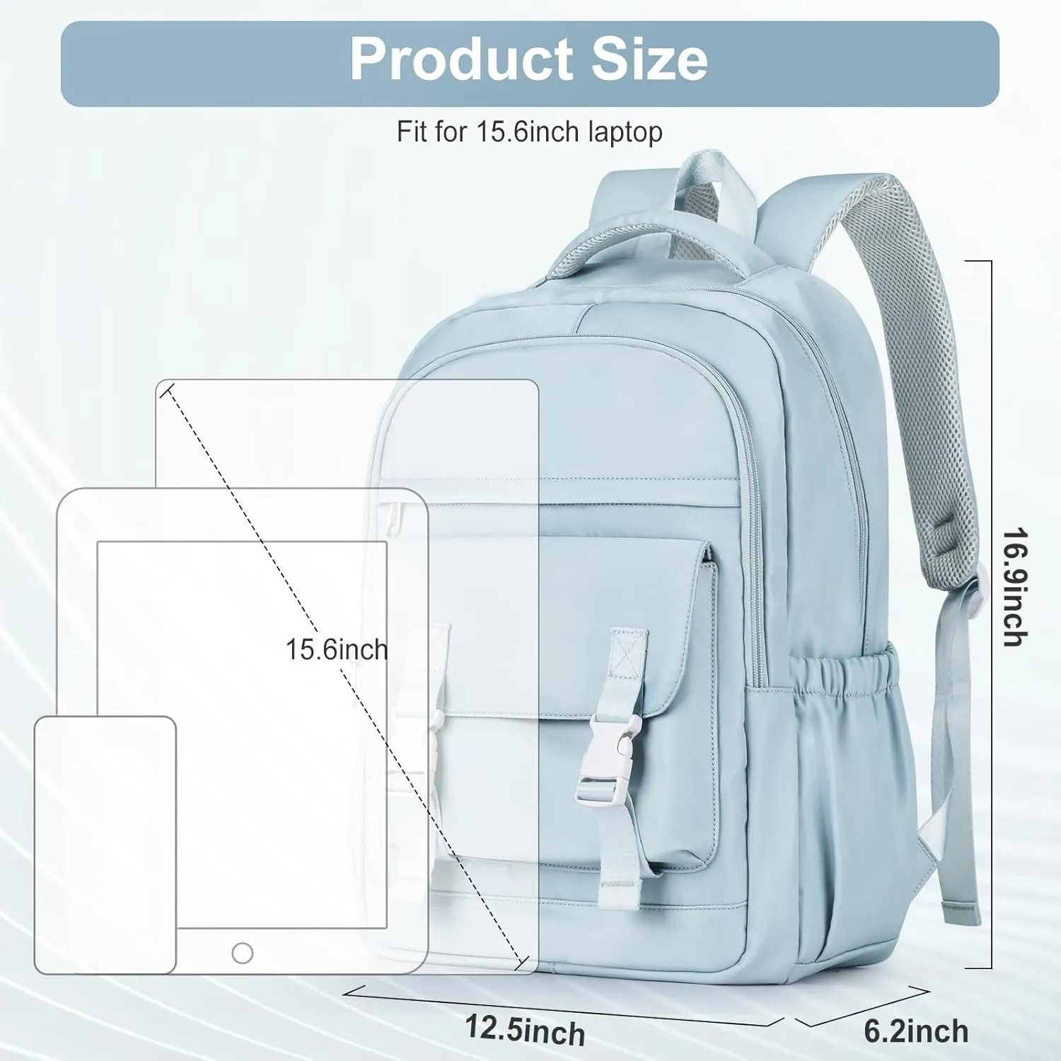 suwasp School Backpack for Girls Teen Students Bookbag - Large Capacity with 2 Compartments 15.6inch Laptop Backpacks, High Density Sturdy Stitched Shoulder Straps, Lightweight Casual Daypack, Blue