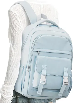 suwasp School Backpack for Girls Teen Students Bookbag - Large Capacity with 2 Compartments 15.6inch Laptop Backpacks, High Density Sturdy Stitched Shoulder Straps, Lightweight Casual Daypack, Blue