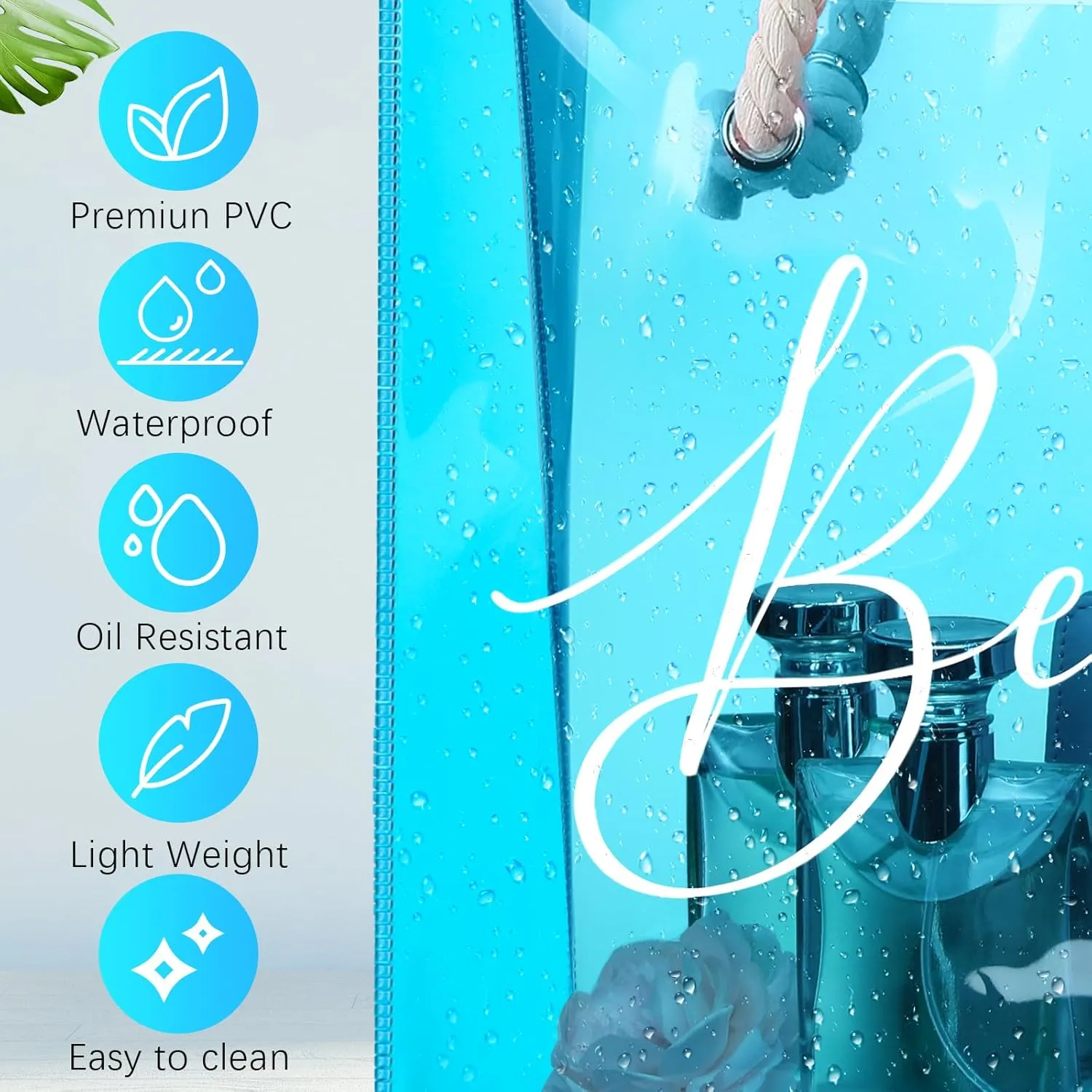 Sweetude Clear Beach Tote Bag Transparent Plastic PVC Women's Large Tote Waterproof Stadium Bags for Girl Summer Pool Party(Blue)