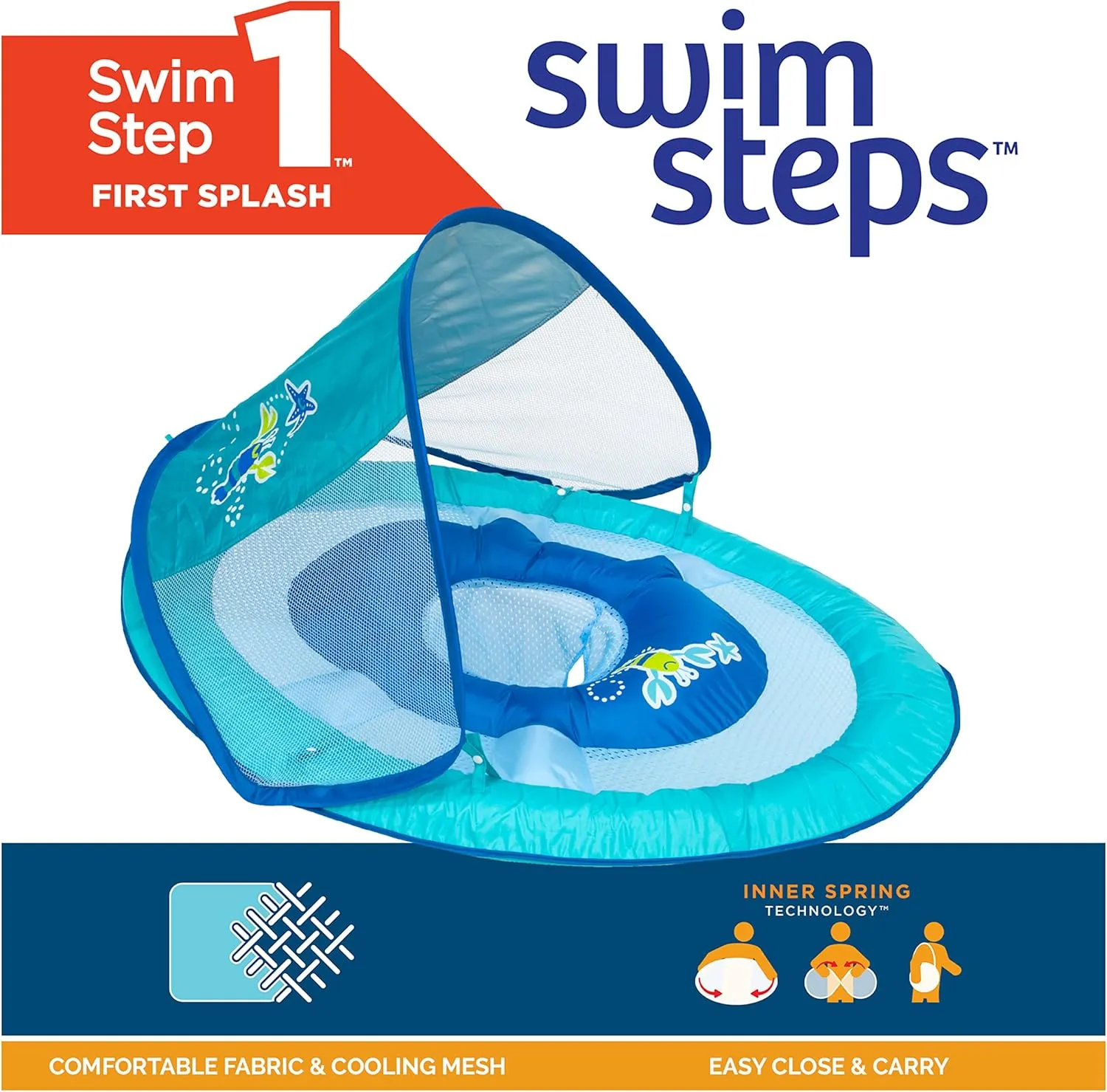Swimways Baby Spring Float, Baby Pool Float with Canopy & UPF Protection