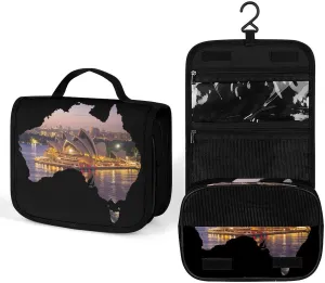 Sydney Opera House Australia Map Makeup Bag Portable Hanging Organizer for Travel Wash Bags With Handle And Divider