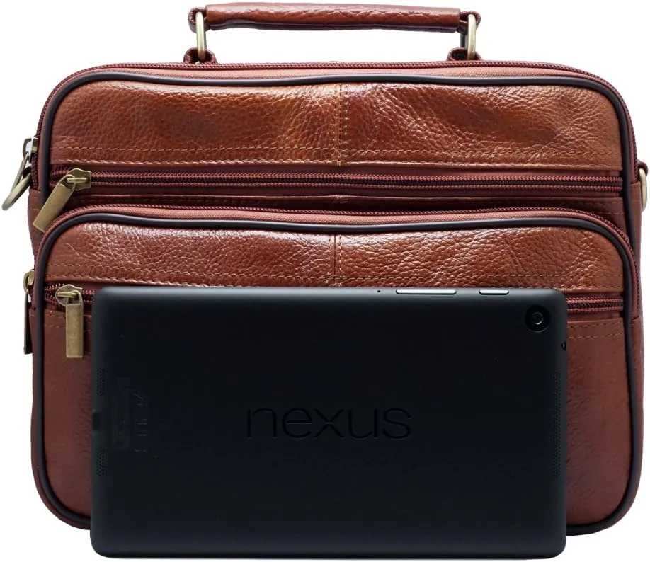 Tablet Cross body messenger bag and Handbag 2 in 1 Day bag Cowhide leather Tote Bag for Up to 10 Inch WK3