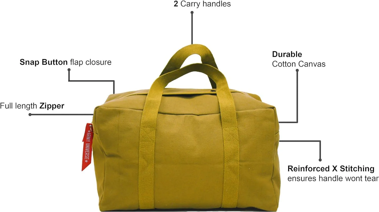 Tactical Parachute Cargo Bag SMALL Cotton Canvas Carry Bag, 19" x 12" x 11" - Coyote Brown