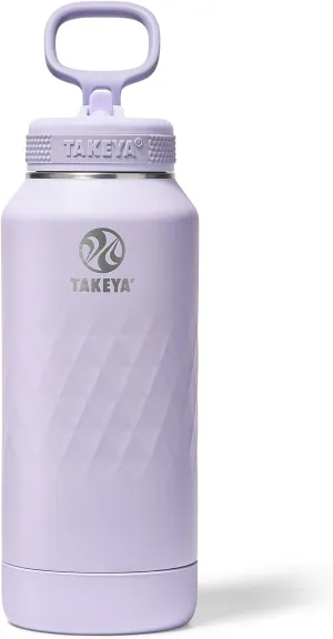 Takeya Sport 32 oz Triple-Insulated Stainless Steel Water Bottle, Straw Lid – Leakproof, Sweatproof, BPA-Free, Keeps Drinks Cold 36 Hrs, Hot 14 Hrs – Moonlight