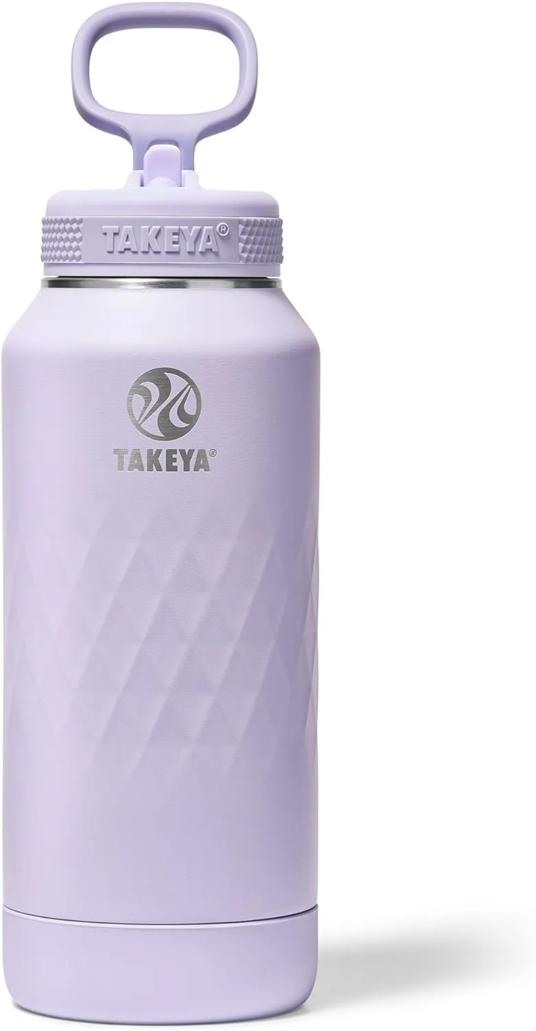 Takeya Sport 32 oz Triple-Insulated Stainless Steel Water Bottle, Straw Lid – Leakproof, Sweatproof, BPA-Free, Keeps Drinks Cold 36 Hrs, Hot 14 Hrs – Moonlight