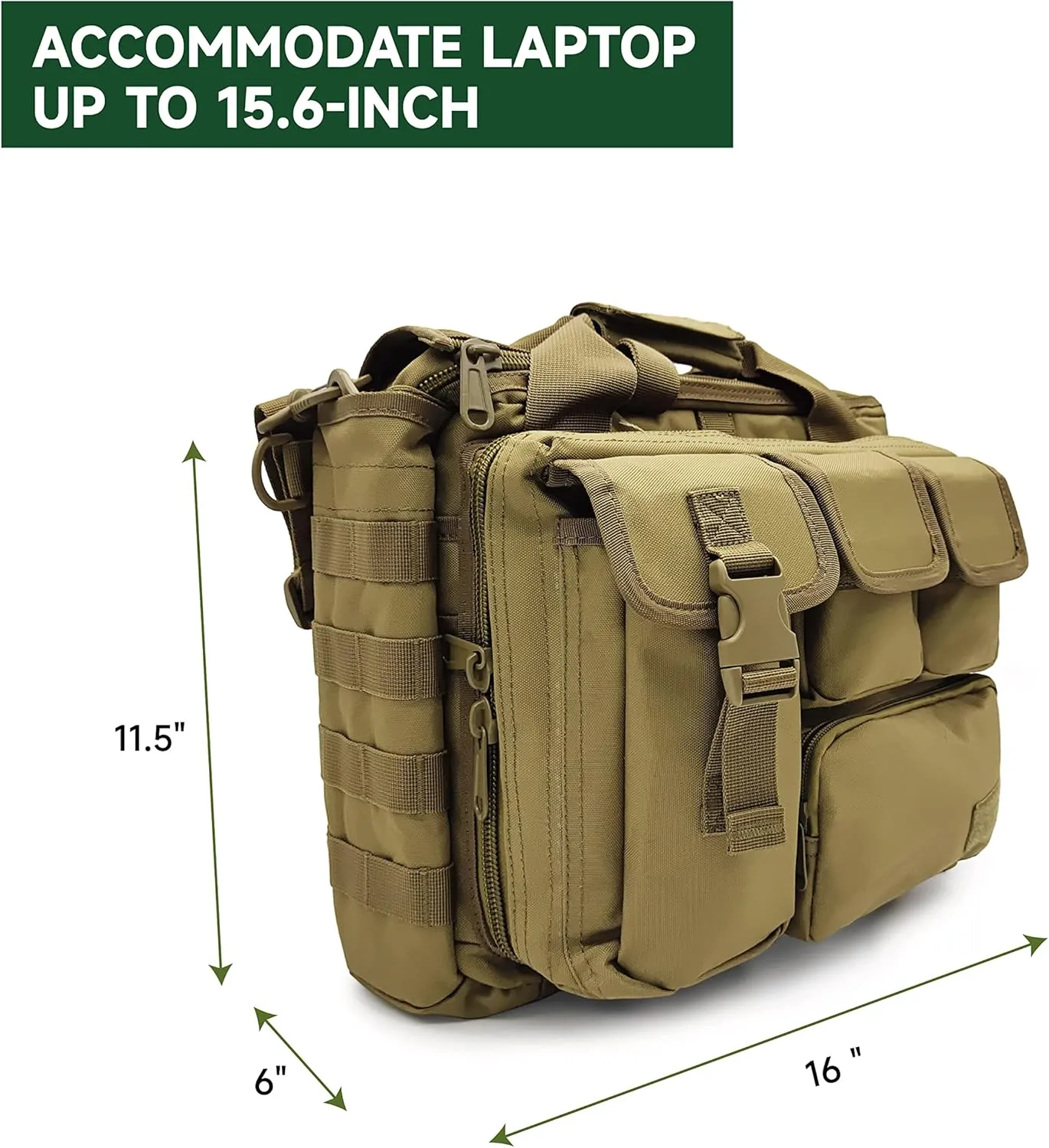 TaktZeit Military Briefcase 15.6Inch Tactical Laptop Messenger Bag Laptop for Hiking, Cycling, Camping and Daily Use