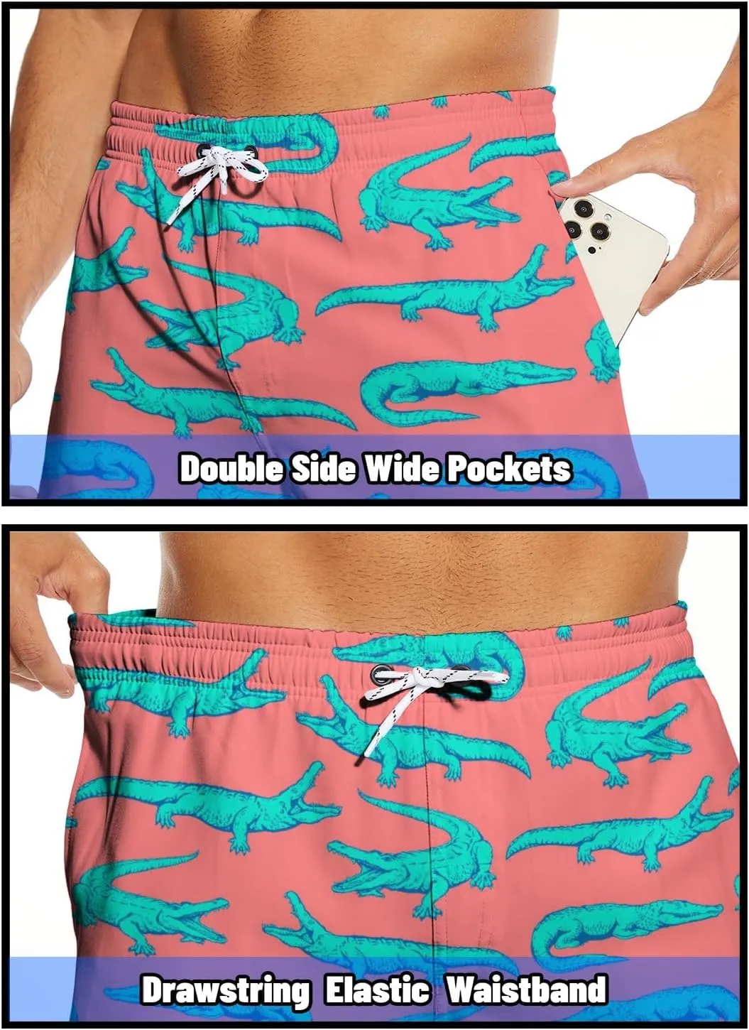 Tasneem Mens Swim Trunks with Compression Liner Swim Shorts 5 Inch Inseam Quick Dry Mens Bathing Suit