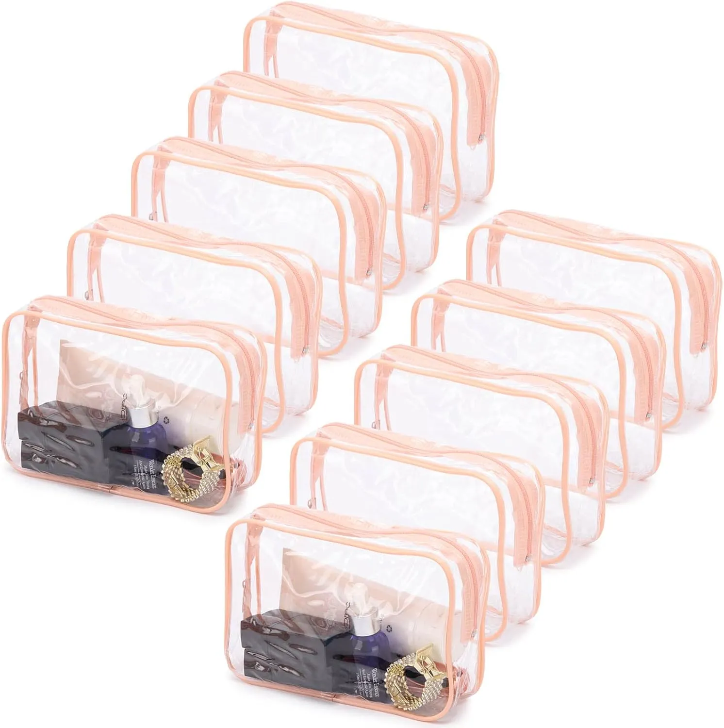 Tbestmax 10 Pack Clear Cosmetic Bags Makeup Bags Portable Waterproof TSA Approved Travel Toiletry Bags Organizer