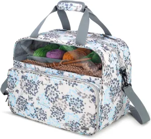 Teamoy Knitting Tote with Inner Dividers for WIP, Yarn Skeins and Knitting Accessories, Yarn Storage Bag with Front Clear Window, Dandelion(Patent Design)