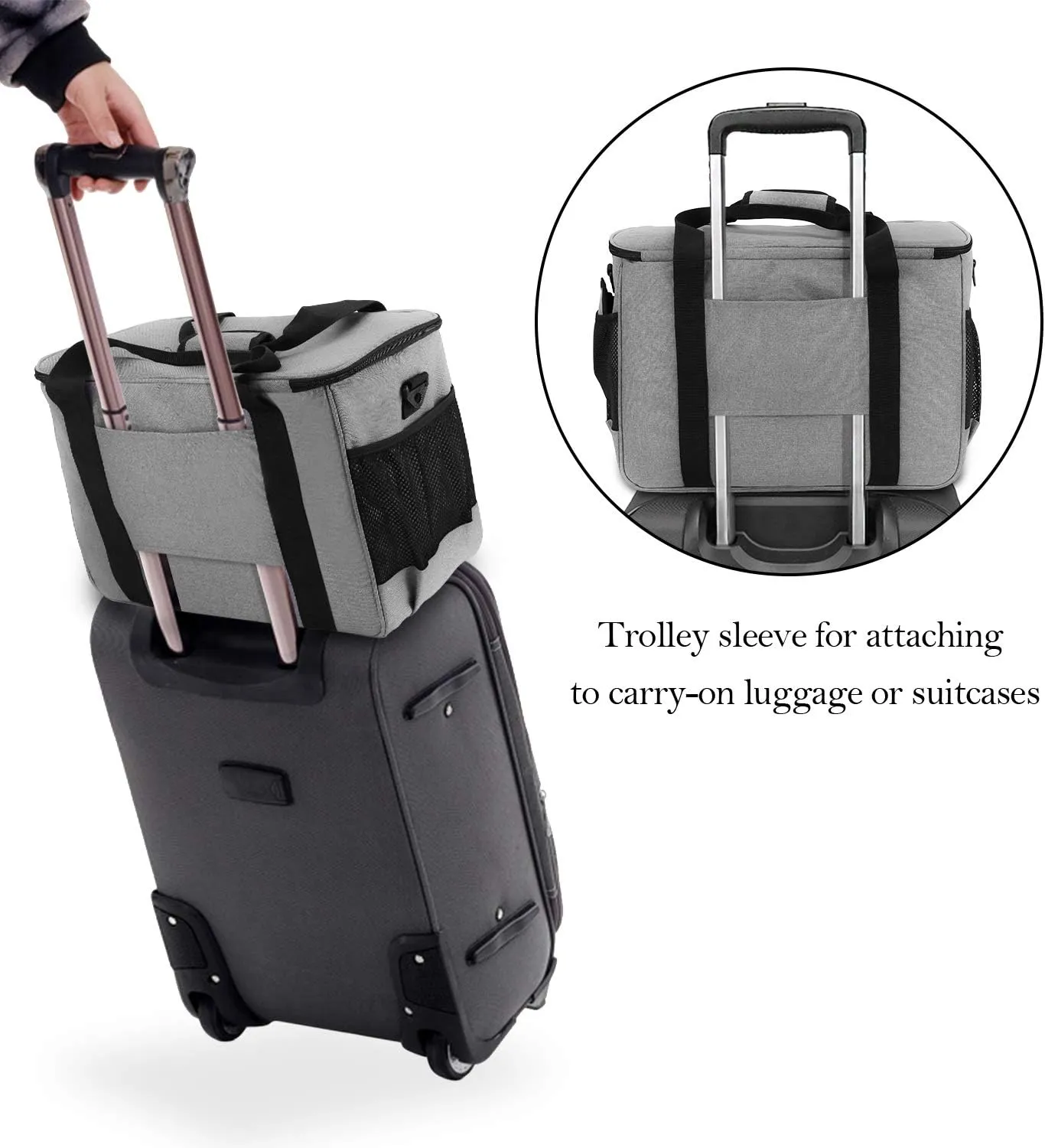 Teamoy Sewing Machine Case, Carrying Tote Bag Storage Organizer Compatible with Brother, Singer Sewing Machines and Accessories, Gray