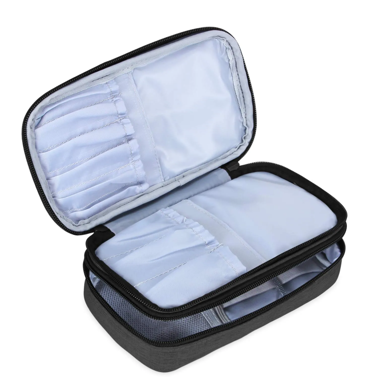 Teamoy Travel Makeup Brush Bag(up to 8.5"), Professional Cosmetic Bags Organizer Case with Handle Strap for Makeup Brushes and Beauty Supplies-Small, Black (No Accessories Included)