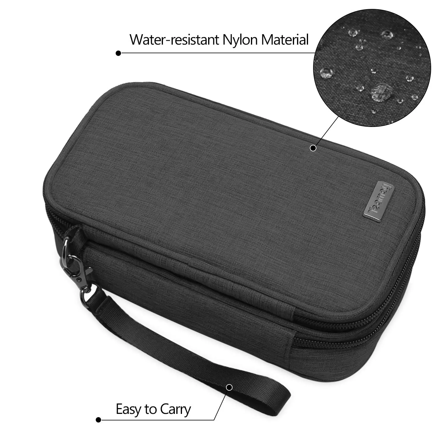 Teamoy Travel Makeup Brush Bag(up to 8.5"), Professional Cosmetic Bags Organizer Case with Handle Strap for Makeup Brushes and Beauty Supplies-Small, Black (No Accessories Included)
