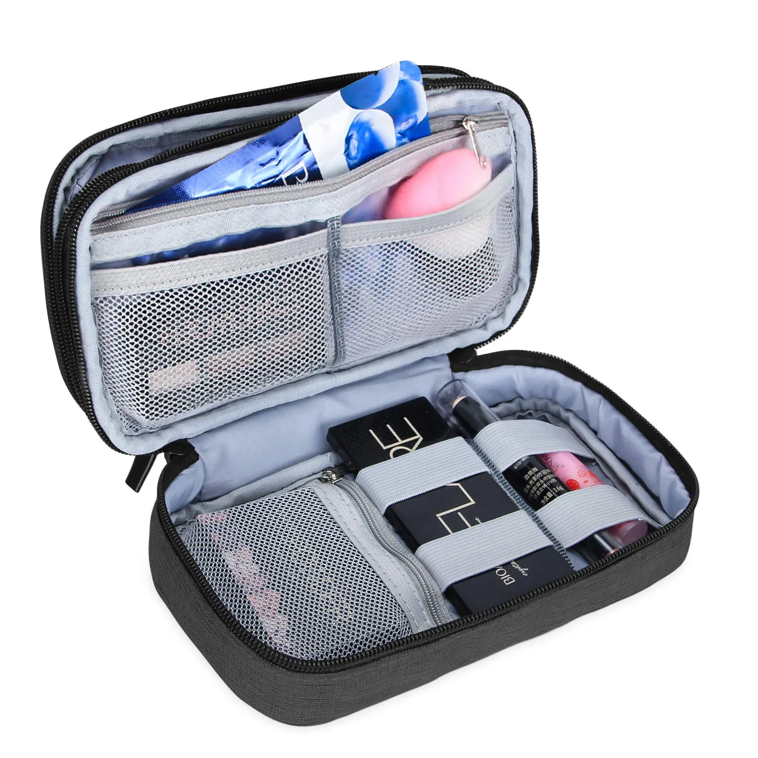 Teamoy Travel Makeup Brush Bag(up to 8.5"), Professional Cosmetic Bags Organizer Case with Handle Strap for Makeup Brushes and Beauty Supplies-Small, Black (No Accessories Included)