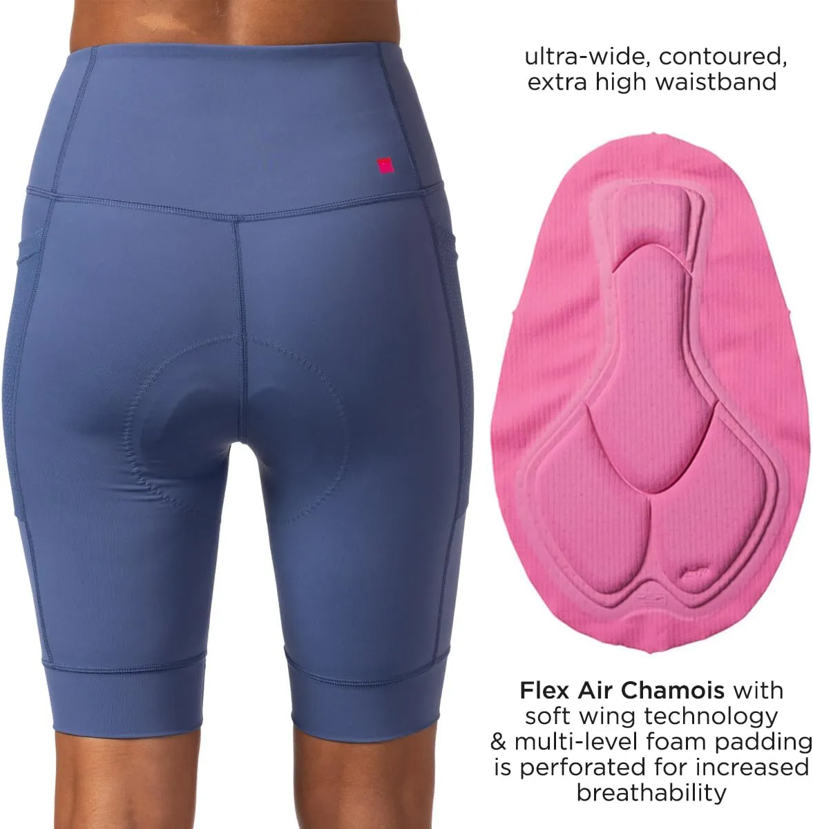 Terry Bike Shorts Women Padded Cycling Shorts for Women, Hi Rise Holster High Waisted Compression Shorts, Reg & Plus Sizes