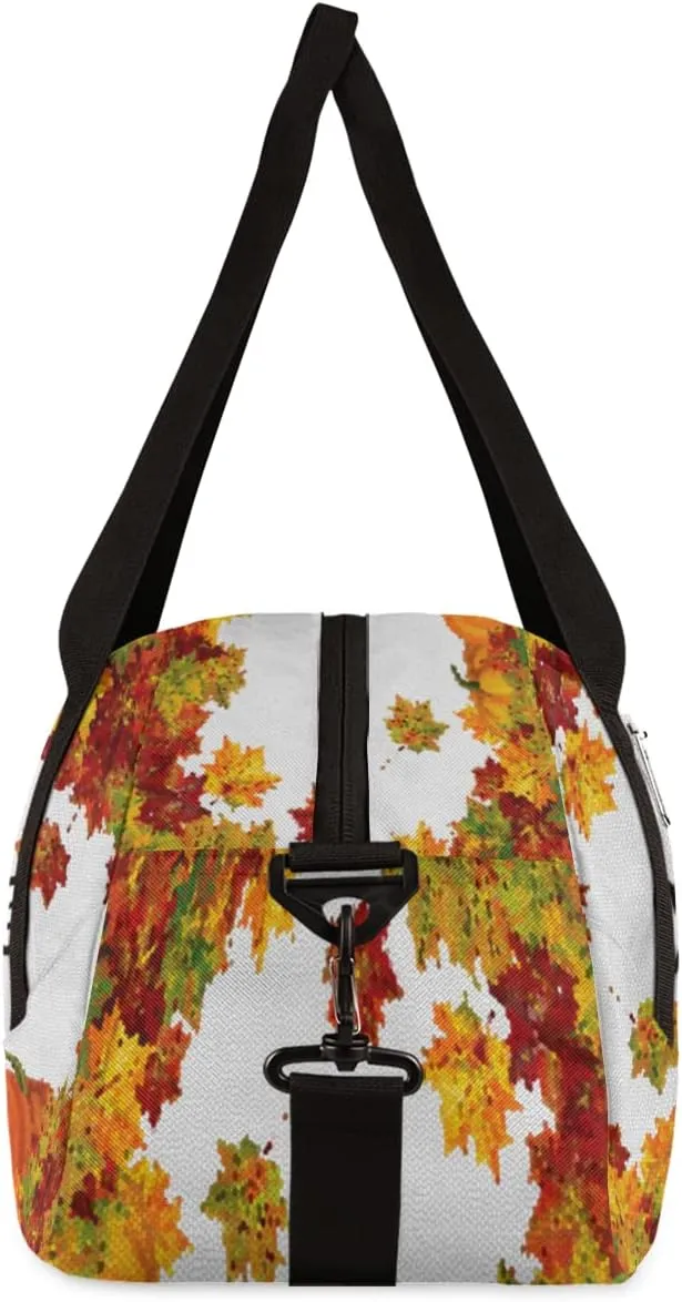 Thanksgiving Pumpkin Maple Personalized Kids Duffel Bag for Girls Boys, Pumpkin Customized Name Dance Bag Overnight Small Duffel Bag Carry On Weekend Sports Gym Travel Bag for School Practice Gymnastics Ballet