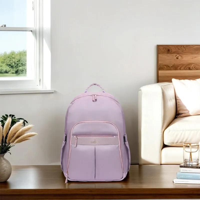 THE CLOWNFISH Women's Laptop Backpack for Office, College, Travel |Polyester Backpack | Fits 15.6 Inch Laptop | Roamers Collection - Purple colour