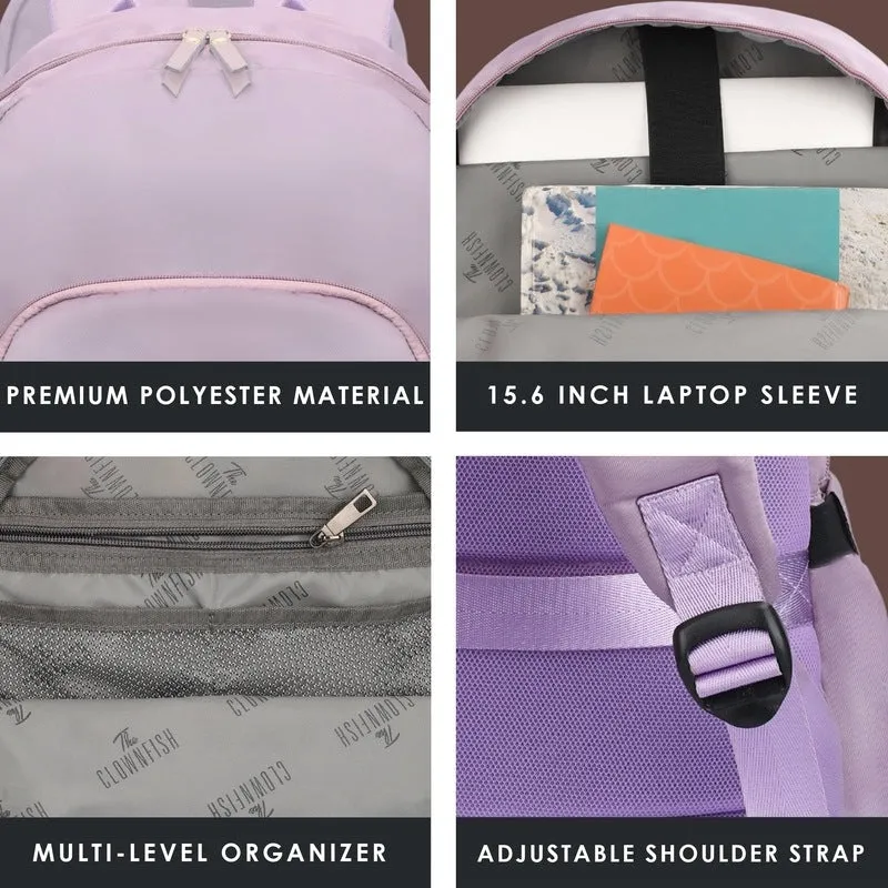 THE CLOWNFISH Women's Laptop Backpack for Office, College, Travel |Polyester Backpack | Fits 15.6 Inch Laptop | Roamers Collection - Purple colour