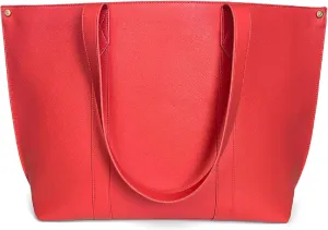 THIRTY-ONE Gifts Signature Tote Bag with Pockets, Faux Leather Tote-Bag Purse with Removable Pouch