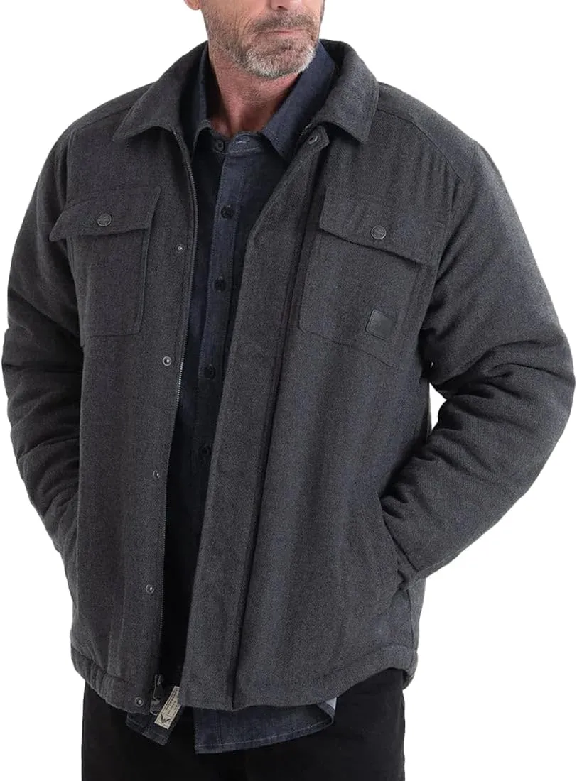 Thorogood Men's Merrill Heavyweight Berber Lined Shirt Jacket, Button Up Workwear Flannel Shacket