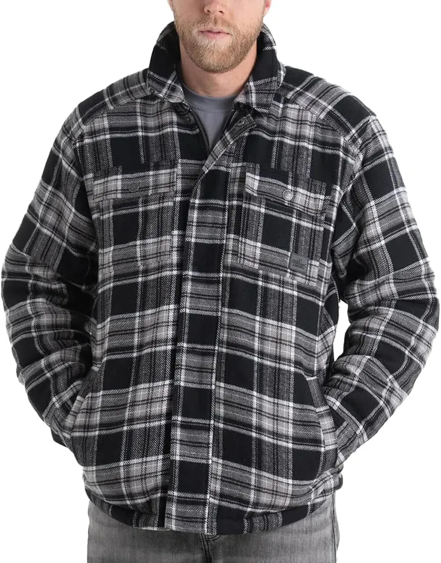 Thorogood Men's Merrill Heavyweight Berber Lined Shirt Jacket, Button Up Workwear Flannel Shacket