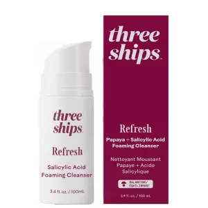 Three Ships Refresh Cleanser with Papaya   Salicylic Acid - Balancing Face Wash, Unclogs Pores, Reduces Appearance of Blemishes, Makeup Remover (3.4 floz)