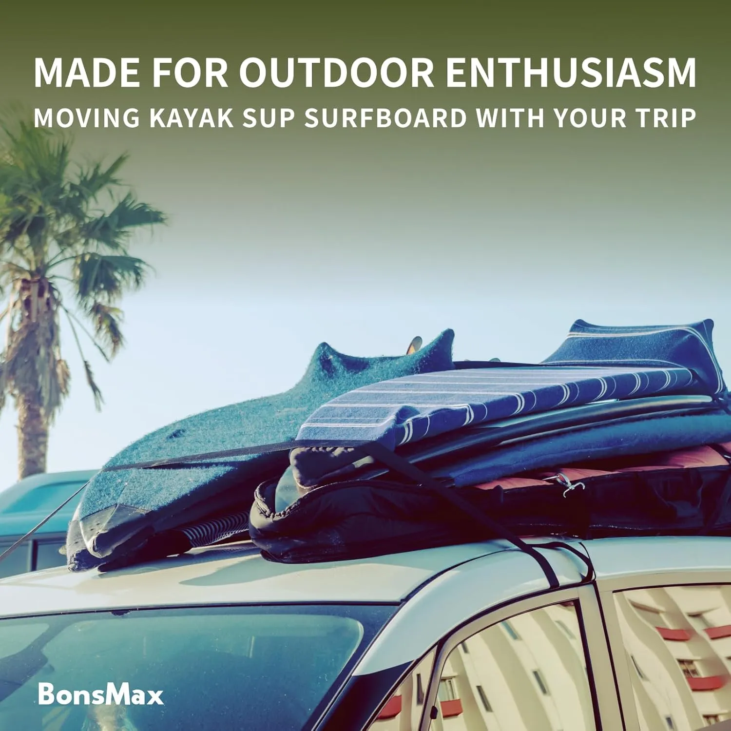 Tie Down Lashing Strap, Cam Buckle Ratchet Strap, Secure Kayak, Bike, SUP and Cargo on Rack, Trailer, Truck Bed