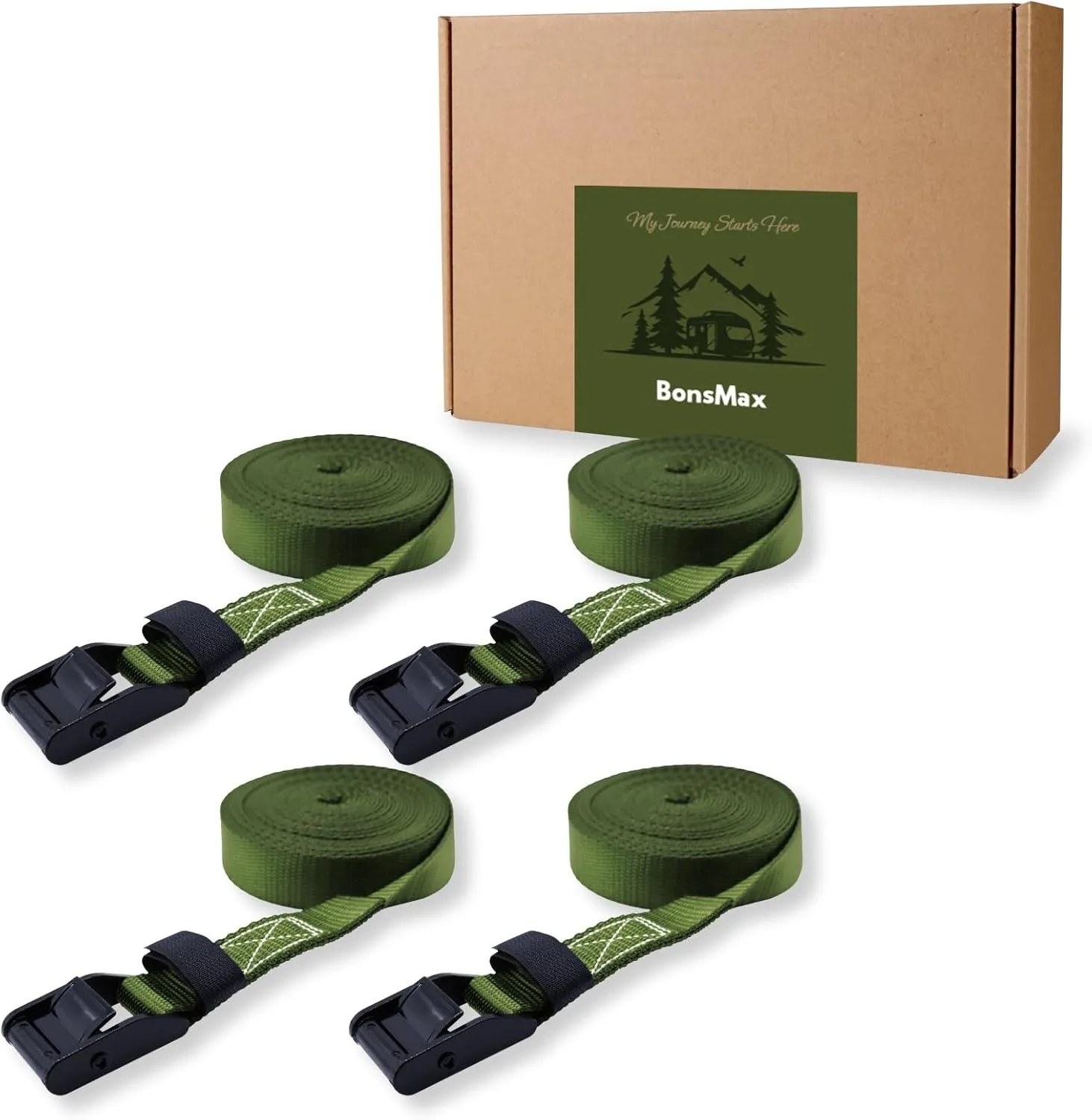 Tie Down Lashing Strap, Cam Buckle Ratchet Strap, Secure Kayak, Bike, SUP and Cargo on Rack, Trailer, Truck Bed