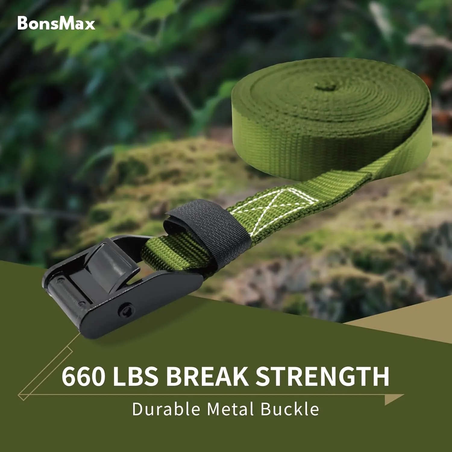 Tie Down Lashing Strap, Cam Buckle Ratchet Strap, Secure Kayak, Bike, SUP and Cargo on Rack, Trailer, Truck Bed