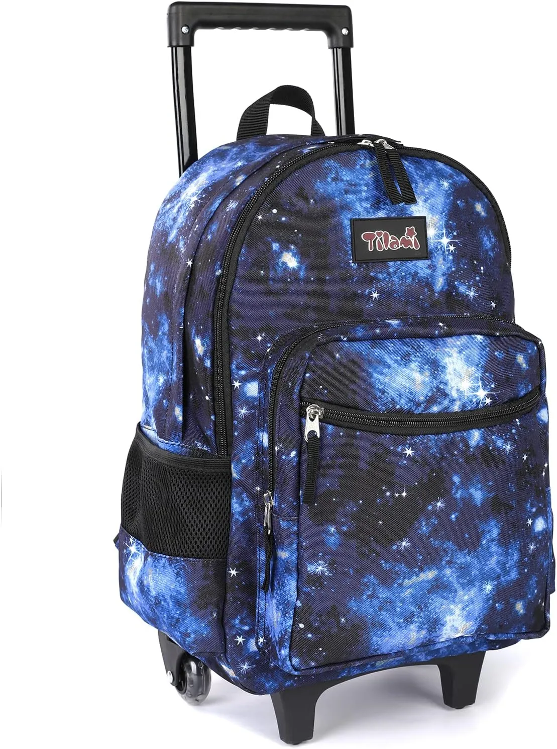 Tilami Rolling Backpack 18 inch Double Handle Wheeled Boys Girls Travel School Children Luggage Toddler Trip (Galaxy Blue)